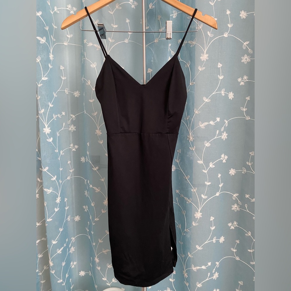 Black Mini Dress with Slit